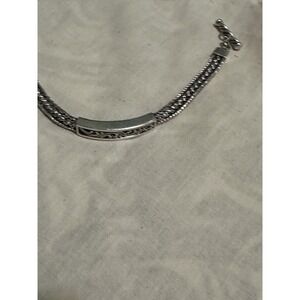 LOIS HILL Sterling Silver Cut Out Thai Weave ID Bracelet